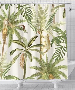 Yellow Monkey Microfiber Shower Curtain Resistant Waterproof Bathroom Accessories for Fun Kids Bathroom Decor