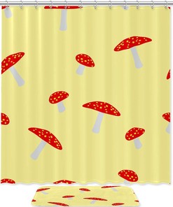 Yellow Mushroom Shower Curtain To Brighten Up Your Bathroom