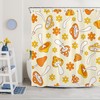 Yellow Orange Nature Shower Curtain with Plant and Mushroom Design for a Serene Bathroom 
