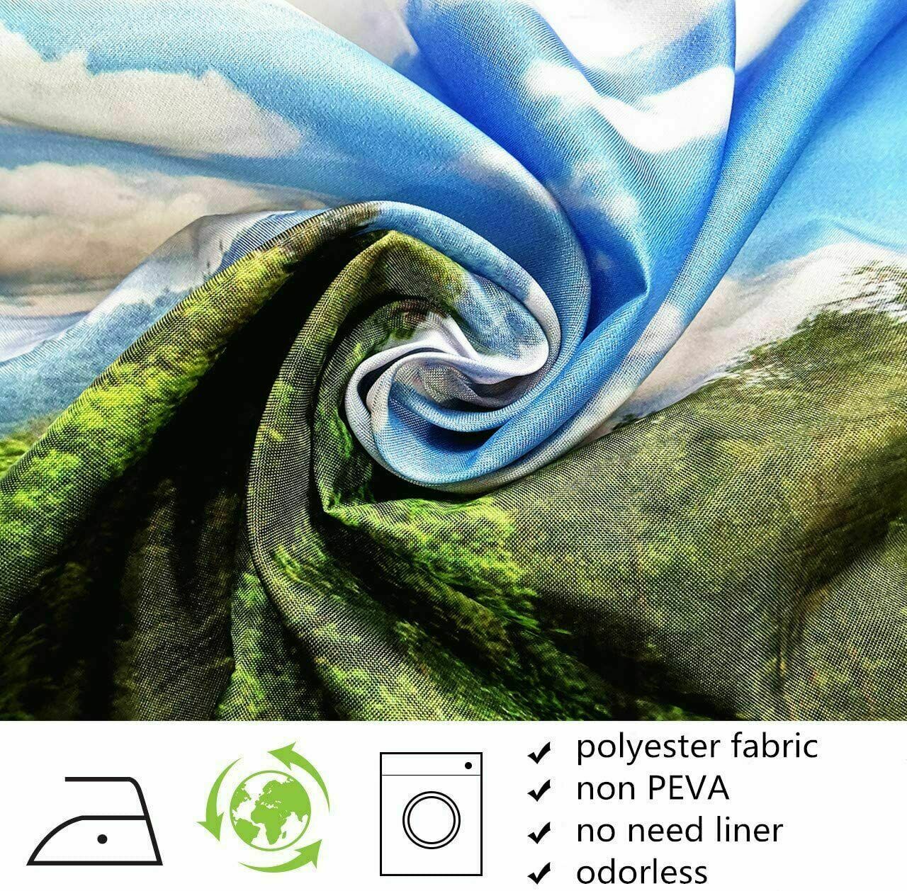 Yellow Orange Nature Shower Curtain with Plant and Mushroom Design for a Serene Bathroom