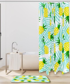 Yellow Pineapple Pattern Shower Curtain with Waterproof Fabric for a Playful and Fun Bath
