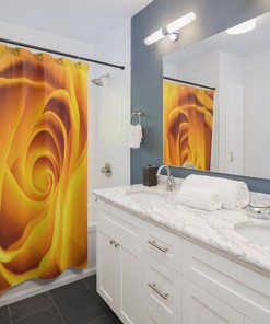 Yellow Rose Flower Shower Curtain for a Cheerful Atmosphere