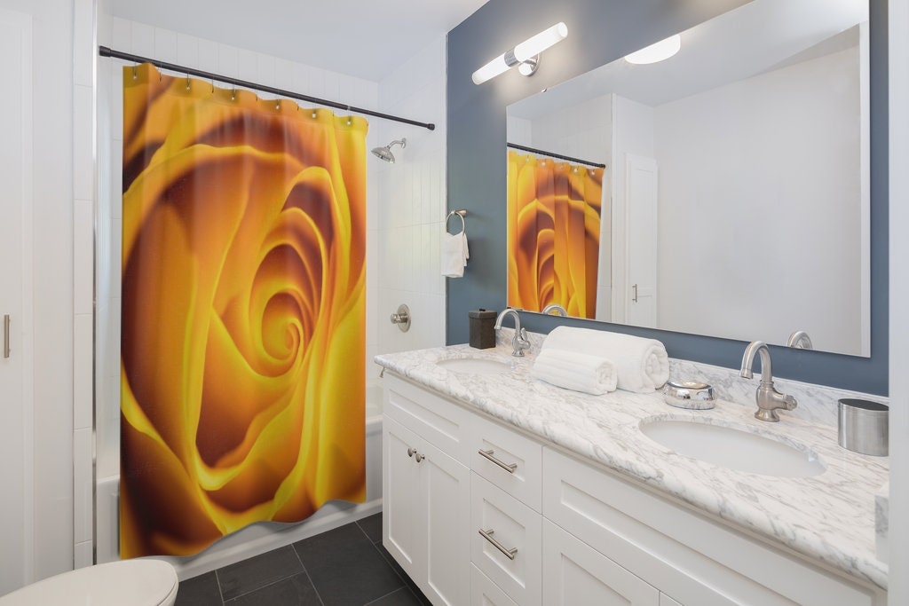 Yellow Rose Flower Shower Curtain for a Cheerful Atmosphere