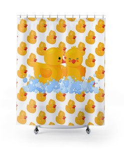 Yellow Rubber Duck Shower Curtain for Kids, Housewarming Gift