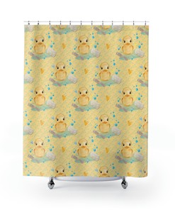 Yellow Rubber Duck Shower Curtain with Cute Toy Design for Playful Bathroom Dcor