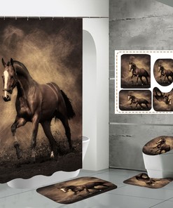 Yellow Sand Print 3D Horse Shower Curtain Bathroom For A Rustic Bathroom