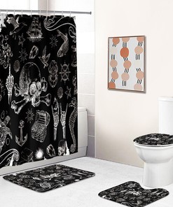 Yellow Skull Fabric Shower Curtain - Vintage Skull Bathroom Decor