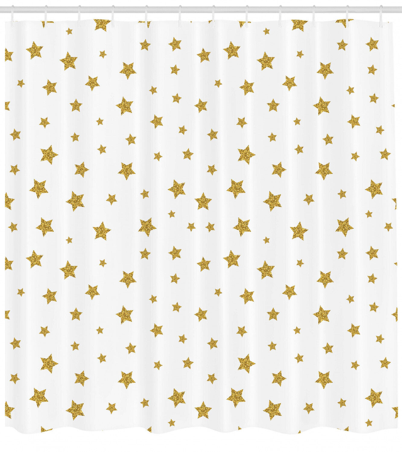 Yellow Stars Pattern Print Birthday Shower Curtain For Bathroom - Waterproof Fabric - Image 2