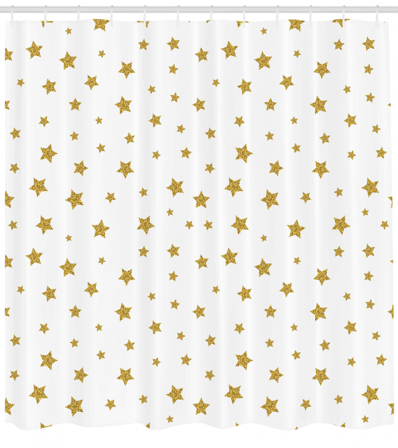 Yellow Stars Pattern Print Birthday Shower Curtain For Bathroom - Waterproof Fabric - Image 4