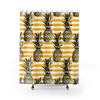 Yellow Stripe Pineapple Shower Curtain for Summer Vibes 