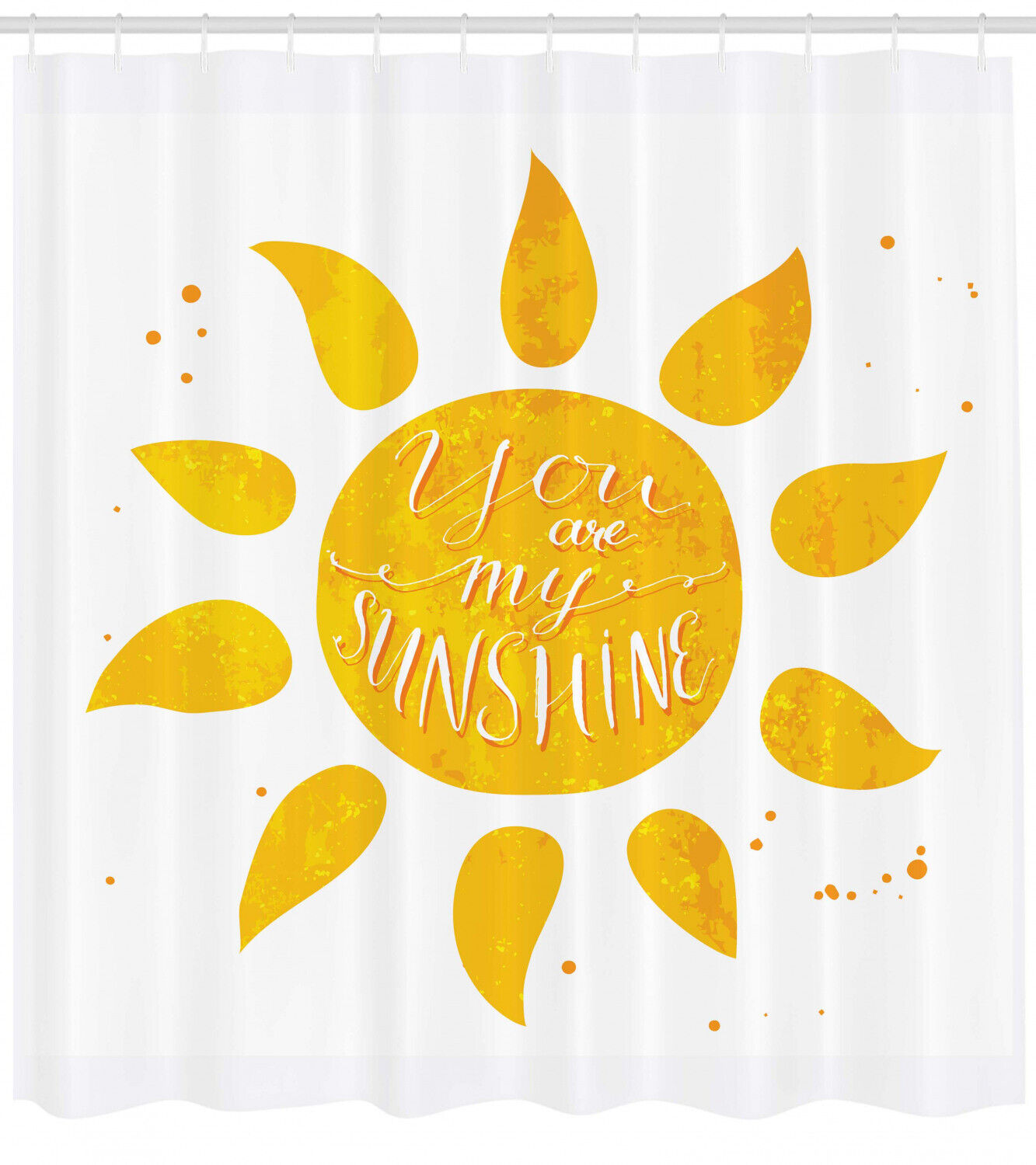 Yellow Sun Romance Quote White Print Shower Curtain for Inspirational Bathroom Decor