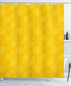 Yellow Sun Solar Hand Drawn Pattern With Little Spiral Spots Like Hot Summer Day Shower Curtain