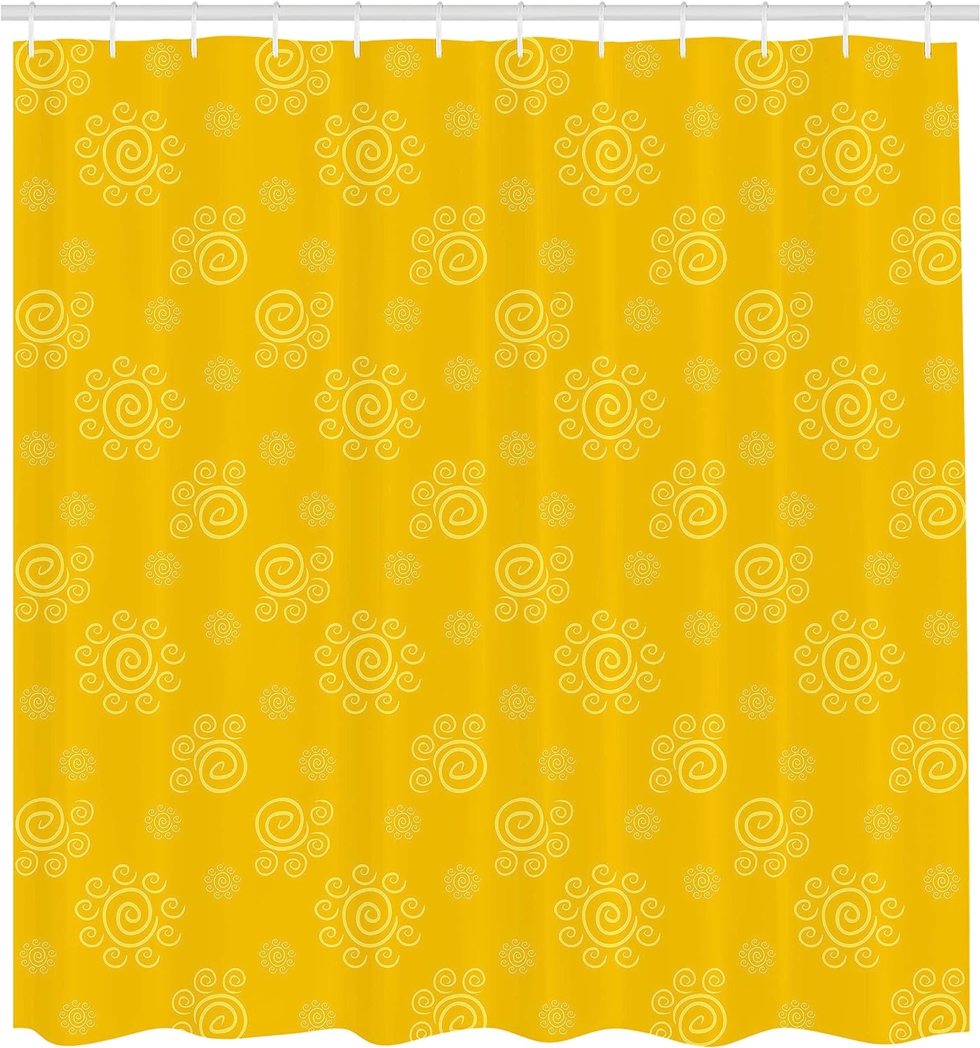 Yellow Sun Solar Hand Drawn Pattern With Little Spiral Spots Like Hot Summer Day Shower Curtain - Image 2