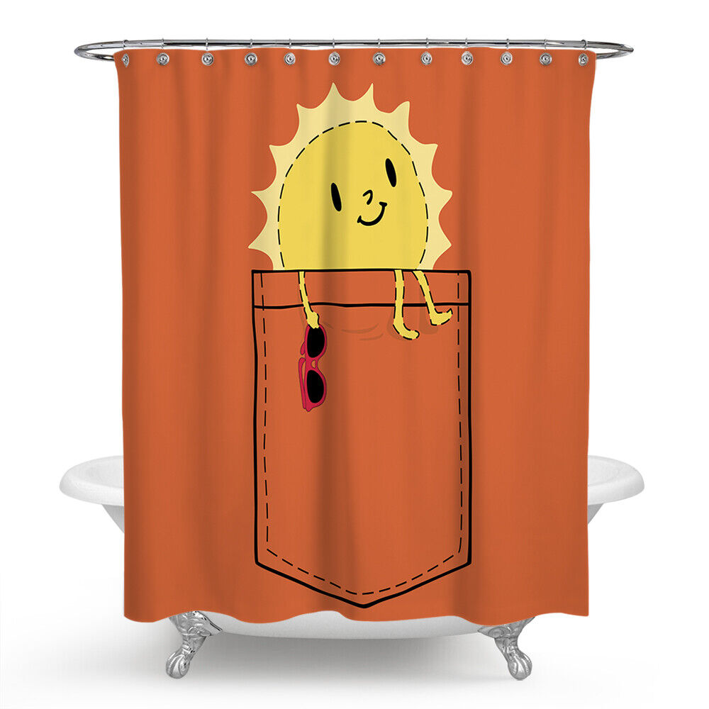 Yellow Sun Water-Repellent Shower Curtain - Image 2
