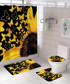 Yellow Sunflower Butterfly Shower Curtain - Perfect For Adding A Floral Touch To Your Bathroom Decor