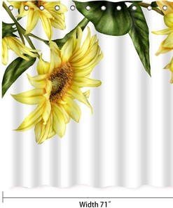 Yellow Sunflower Farm Countryside Shower Curtain, Rustic Floral Art For Farmhouse Bathroom Decor