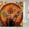 Yellow Sunflower Highland Cattle Boho Sun Moon Shower Curtain for Kids Boys Girls Room Decor