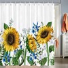 Yellow Sunflower Shower Curtain For A Sunny Bathroom Decor, Floral Bathroom Accessories