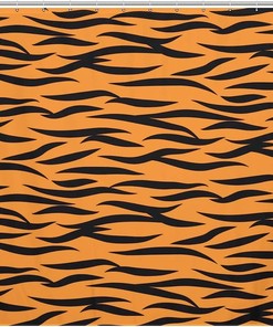 Yellow Tiger Stripes Waterproof Shower Curtain In Black, Perfect For Adding A Pop Of Color To Your Bathroom