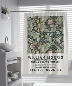 Yellow Vine William Morris Bath Curtains for Eclectic Bathroom