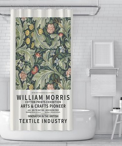 Yellow Vine William Morris Bath Curtains for Eclectic Bathroom