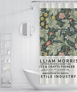 Yellow Vine William Morris Bath Curtains for Eclectic Bathroom