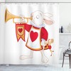 Yellow White Red Rabbit Playing Royal Trumpet Heart Design Animal Shower Curtain
