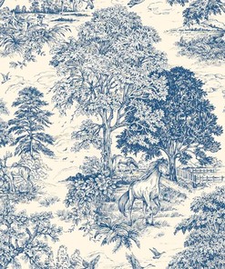 Yellowstone Bluebell Country Toile - Horses Deer Dogs Animal Shower Curtain