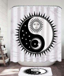 Yin And Yang Sun And Moon Shower Curtain In Black And White, Perfect For Any Spiritual Decor