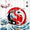 Yin Yang Artistic Sea Waves Fabric Shower Curtain for Soothing Bathroom Decor