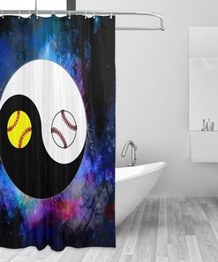 Yin Yang Basketball Softball Shower Curtain for Sports Lovers