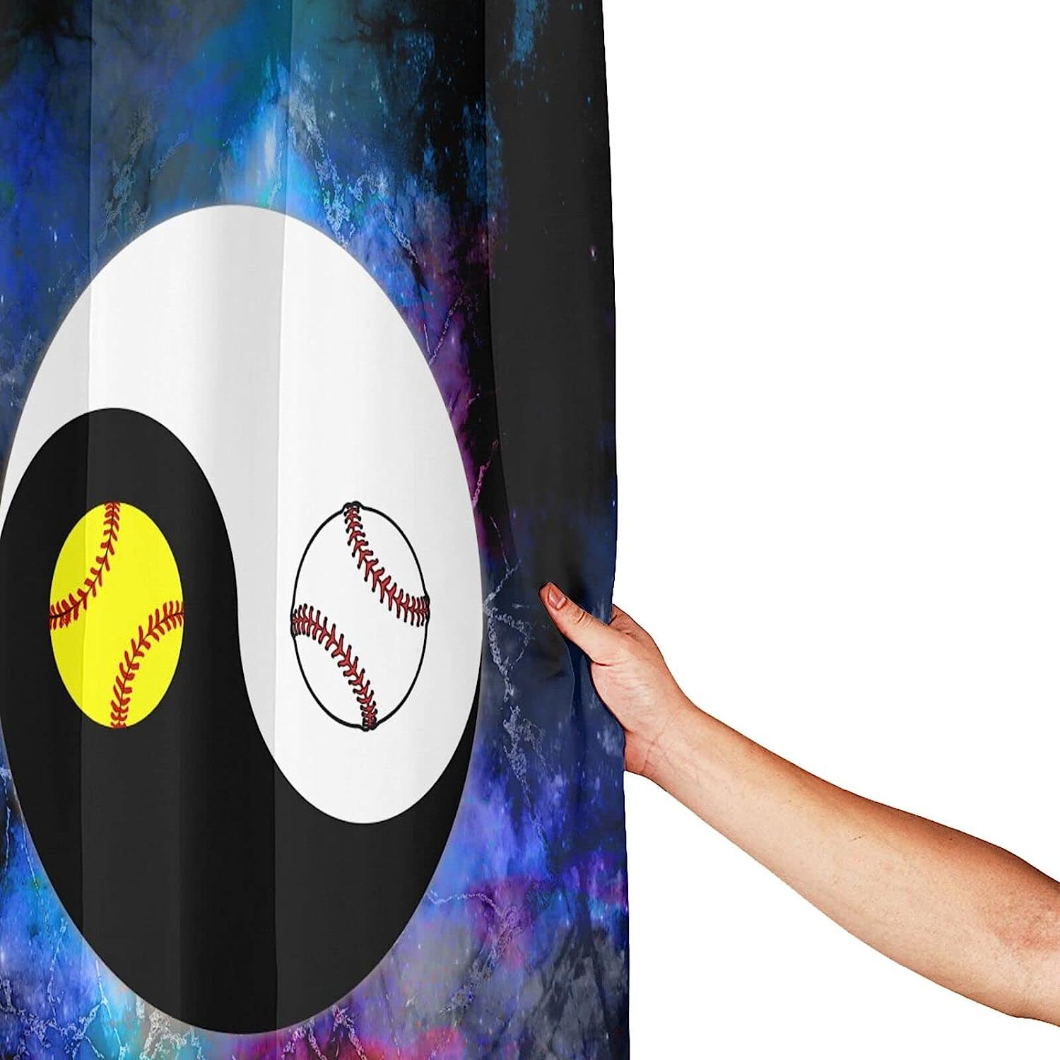 Yin Yang Basketball Softball Shower Curtain for Sports Lovers