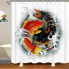 Yin Yang Bath Curtain with Koi Fish Design, Chinese Ink Art Shower Curtain for Nature Lovers