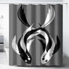 Yin Yang Koi Fish Shower Curtain With Deer Print, Perfect For Zen Themed Bathrooms