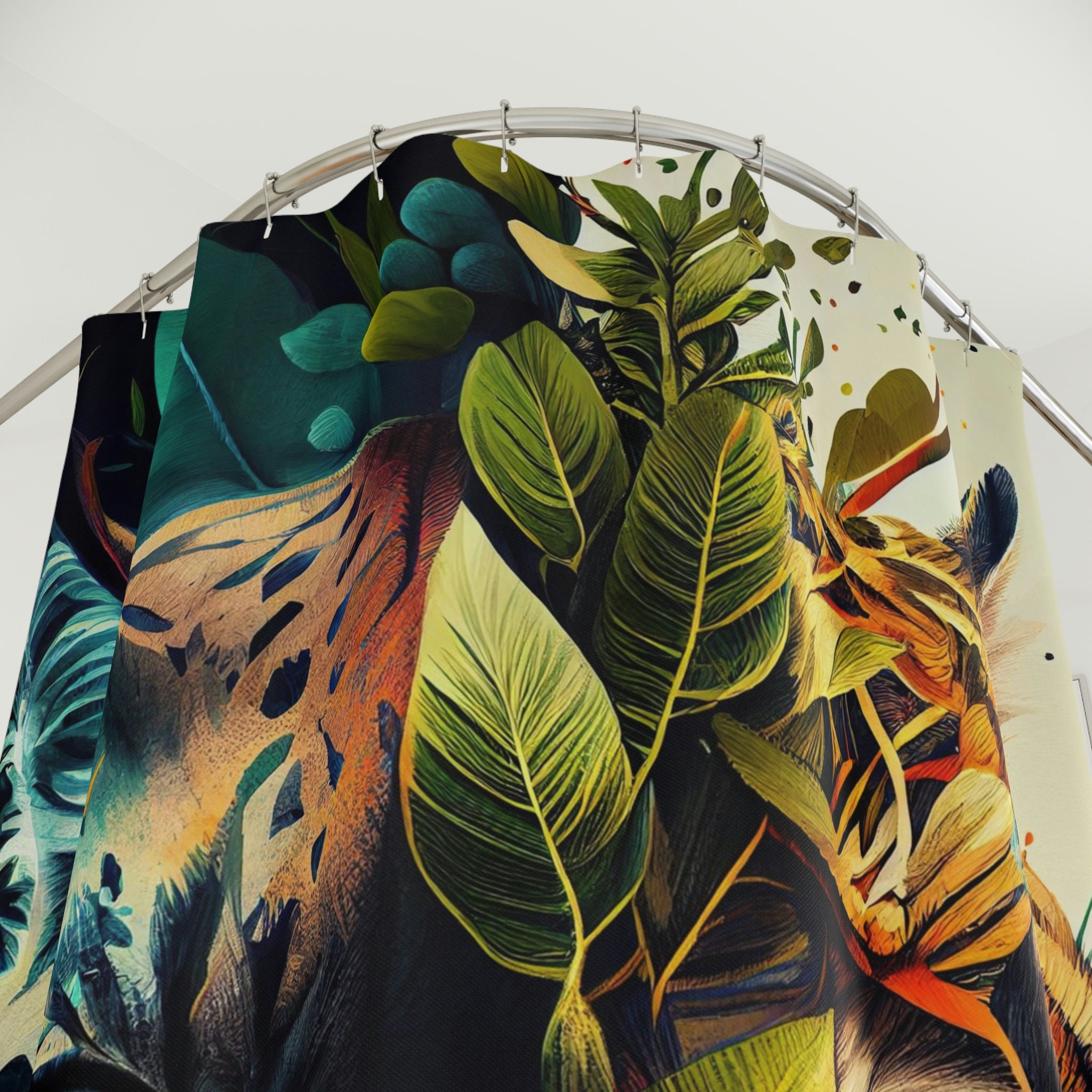Yin Yang-Themed Wildcats Bathroom Decor with Beautiful Tigers Shower Curtain for Cat Lovers