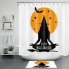Yoga Meditation Witch Moon Bat For Happy Halloween Shower Curtain Accessory