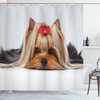 Yorkie Dog Ribbon Love Print Shower Curtain for Dog Lovers