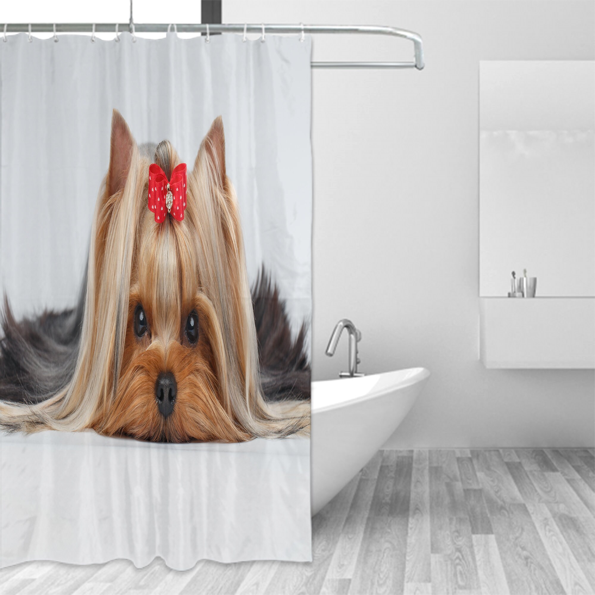 Yorkshire Terrier Love Dog Portrait Shower Curtain for Bathroom