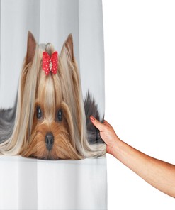 Yorkshire Terrier Love Dog Portrait Shower Curtain for Bathroom