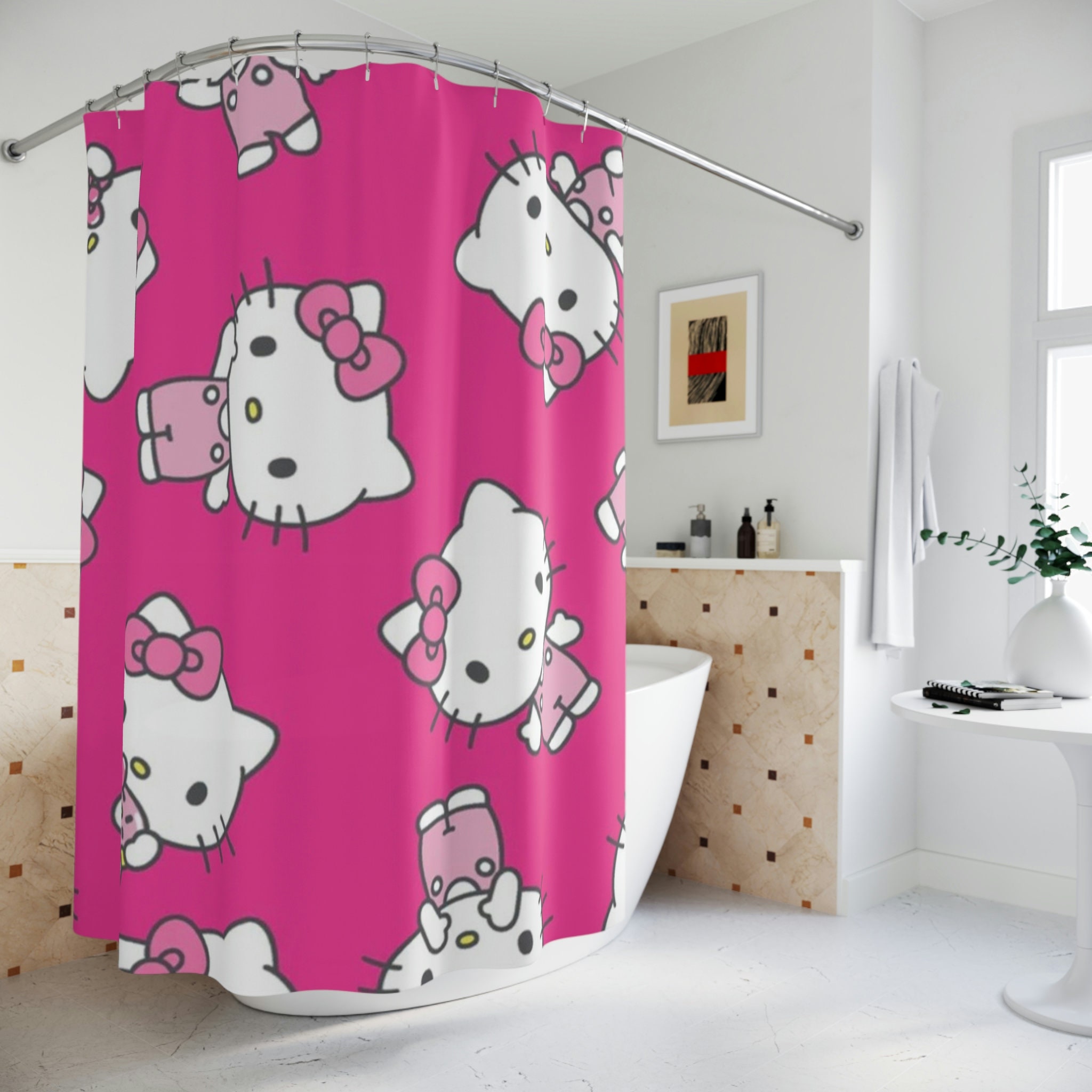 You'Ll Love This Classic Hello Kitty Shower Curtain That Adds Charm To Your Bathroom
