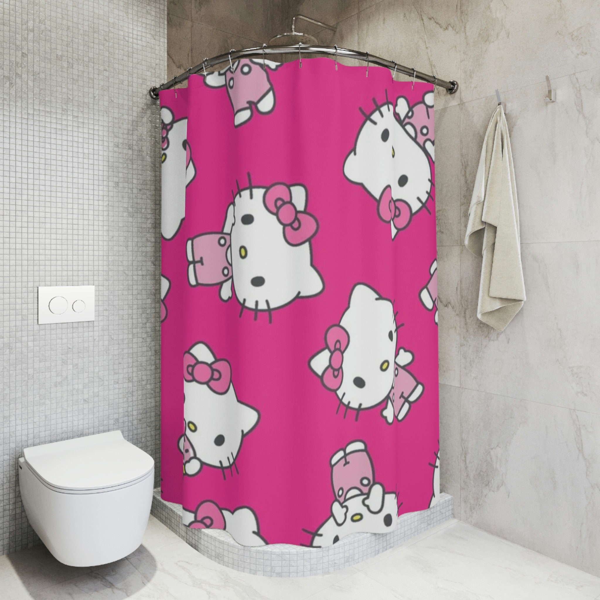 You'Ll Love This Classic Hello Kitty Shower Curtain That Adds Charm To Your Bathroom
