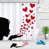 Young Lady Girl Red Hearts Valentine's Day Shower Curtain for Bathroom Decor