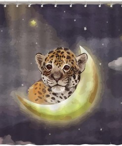 Young Star Leopard Animal Shower Curtain - Custom Durable Fabric