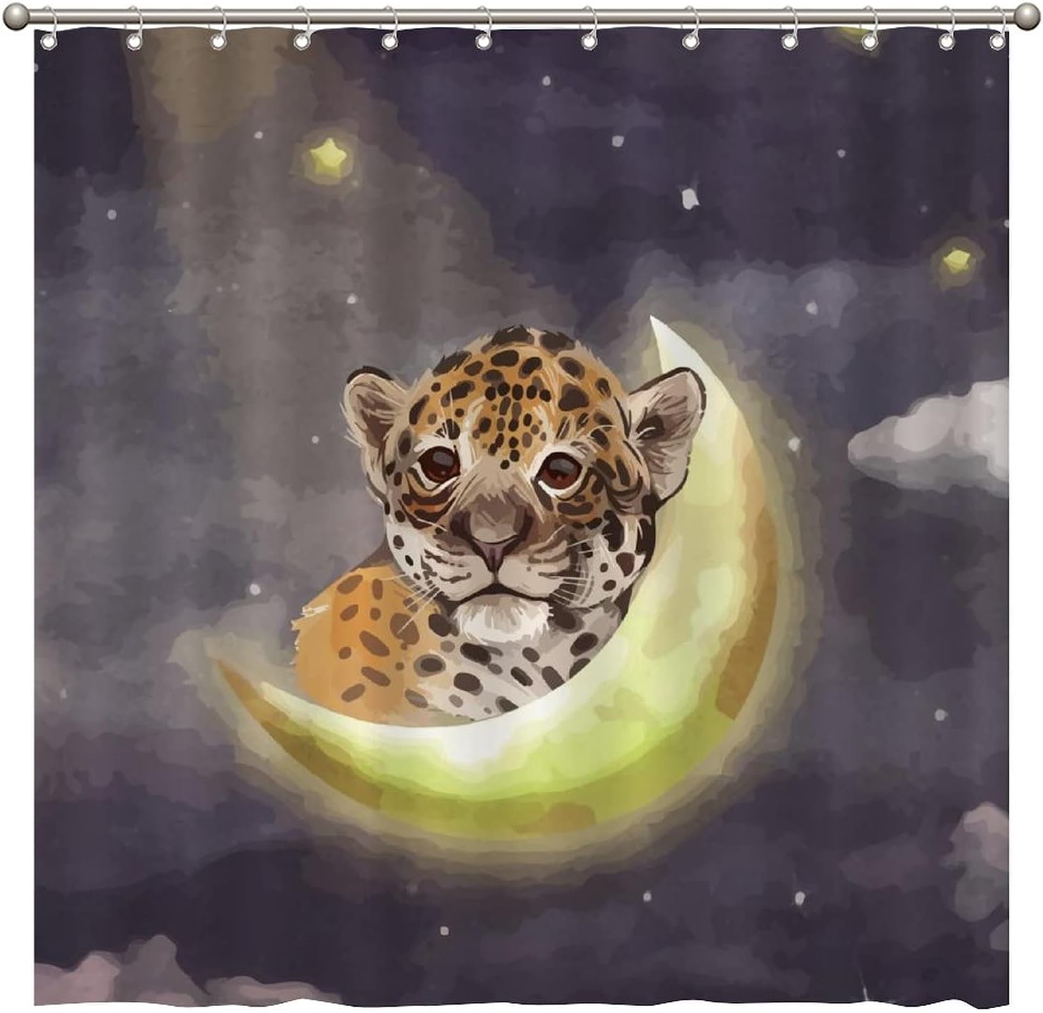 Young Star Leopard Animal Shower Curtain - Custom Durable Fabric