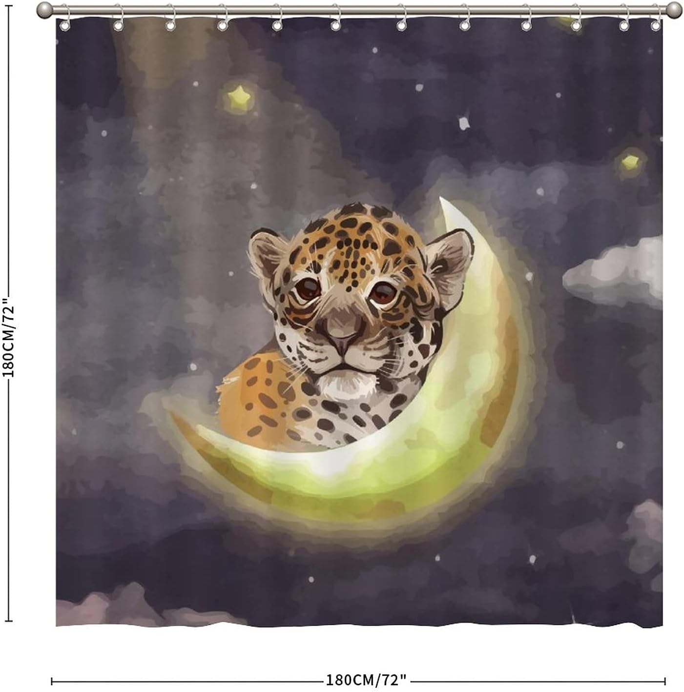 Young Star Leopard Animal Shower Curtain - Custom Durable Fabric - Image 2