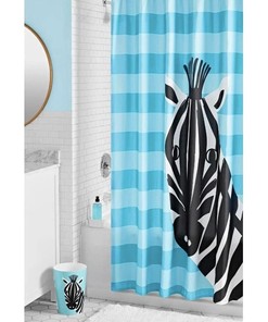 Your Zone Kids' Zebra Fabric Shower Curtain for a Bold and Fun Kids' Bathroom