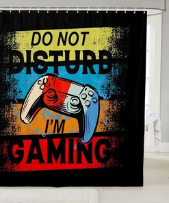 Youth Gaming Video Gamepad Shower Curtain for Boys and Teens, Waterproof and Modern Design