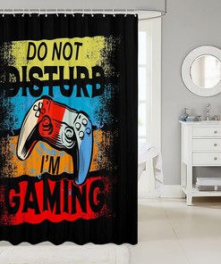 Youth Gaming Video Gamepad Shower Curtain for Boys and Teens, Waterproof and Modern Design