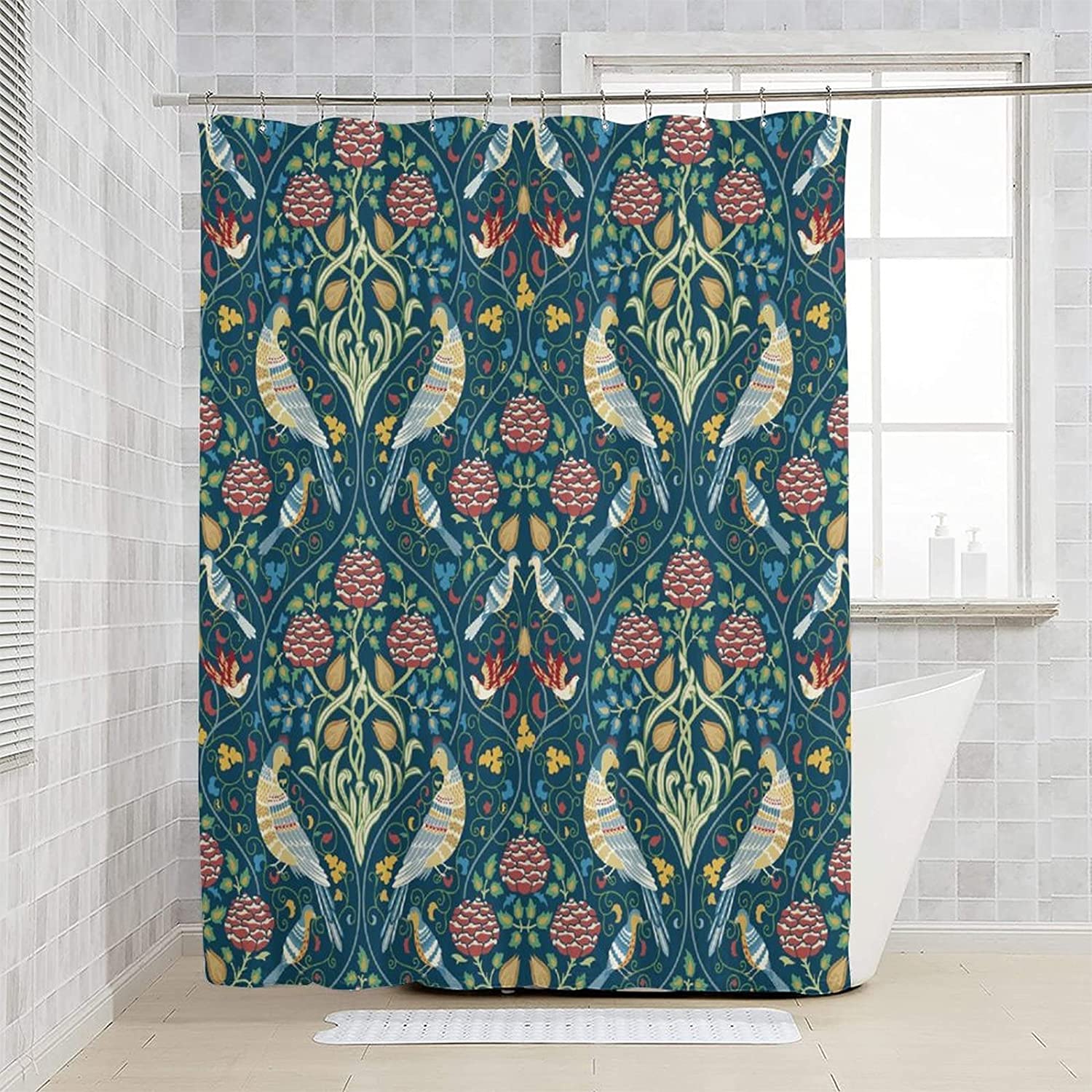 Zebra And Tropical Palm Leaves Shower Curtain For Bathroom - Image 2
