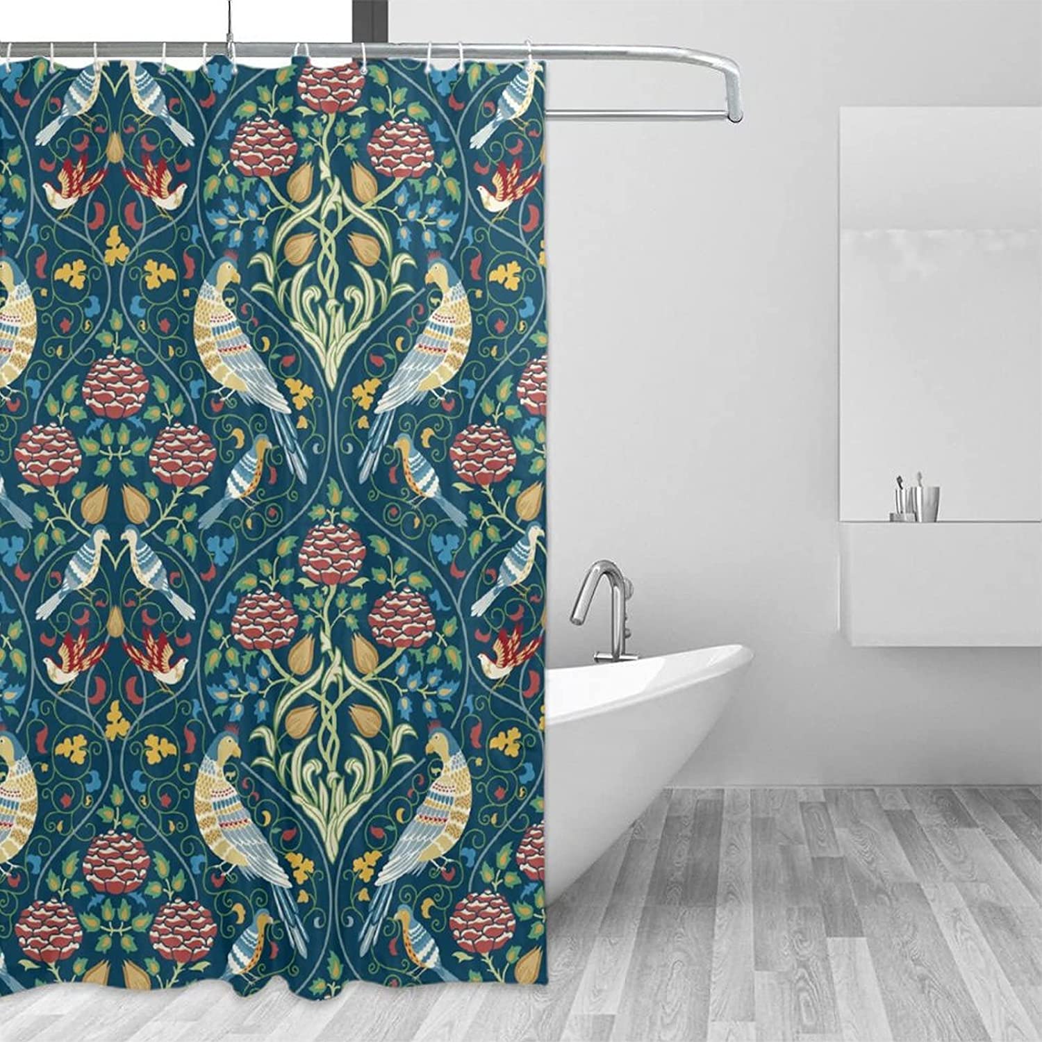 Zebra And Tropical Palm Leaves Shower Curtain For Bathroom - Image 4